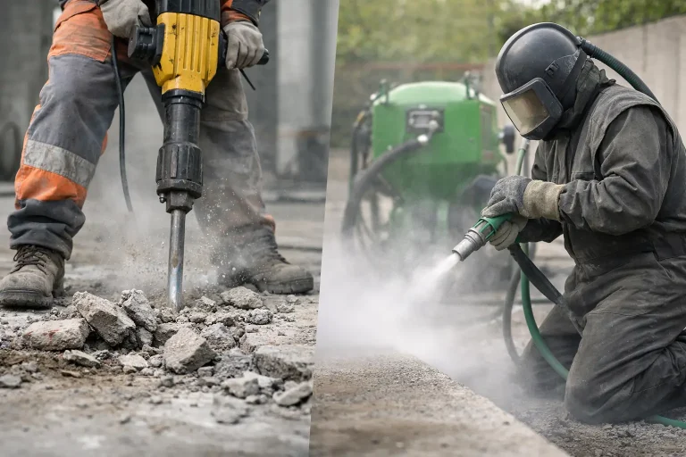 Jackhammer Removal Versus Dustless Stripping