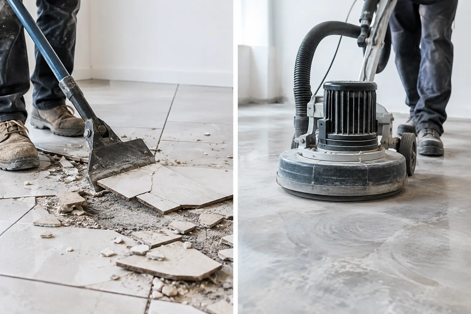 Tile Stripping vs Slab Grinding for Renovations