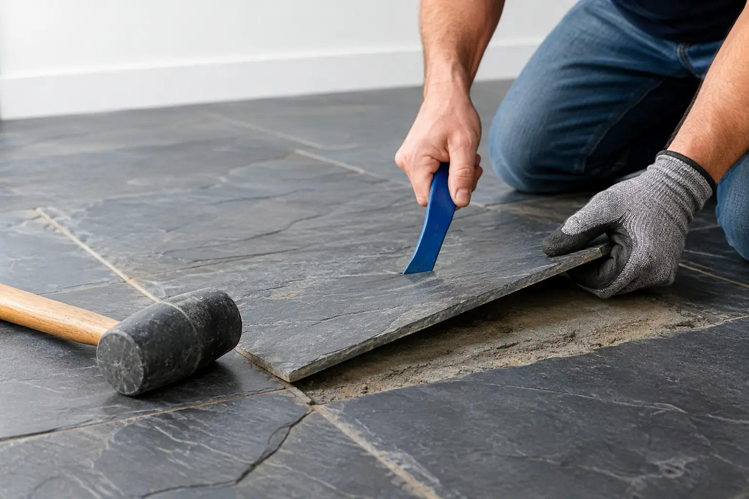 How to Lift Slate Flooring Without Damaging the Slab
